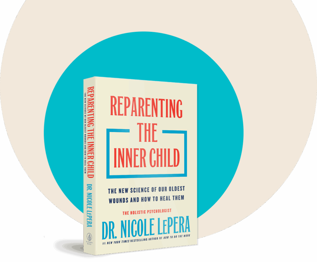 Dr. Nicole LePera with a copy of Reparenting The Inner Child